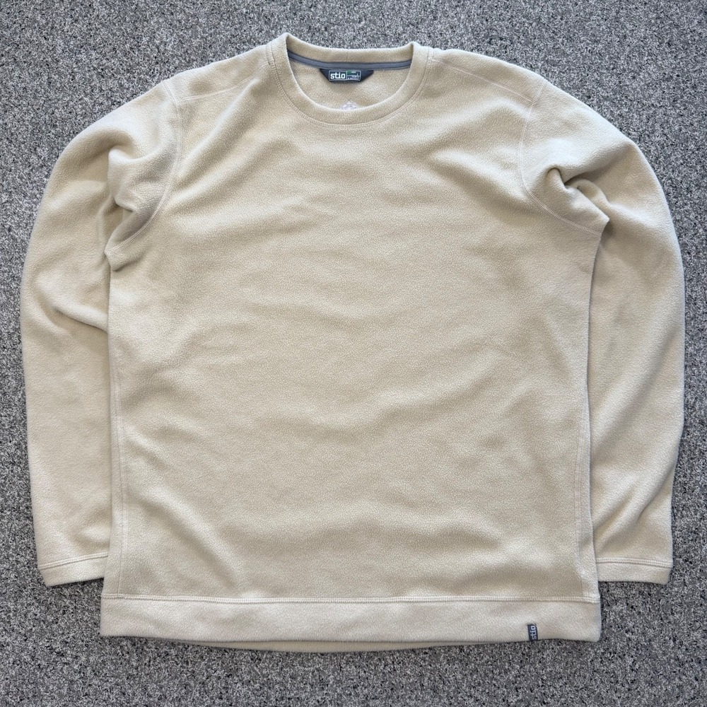 Stio Fleece Pullover Sweatshirt Mens L Beige Long Sleeve Crewneck Outdoors